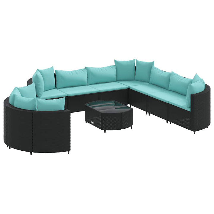 sofasæt til haven 10 dele med hynder polyrattan sort