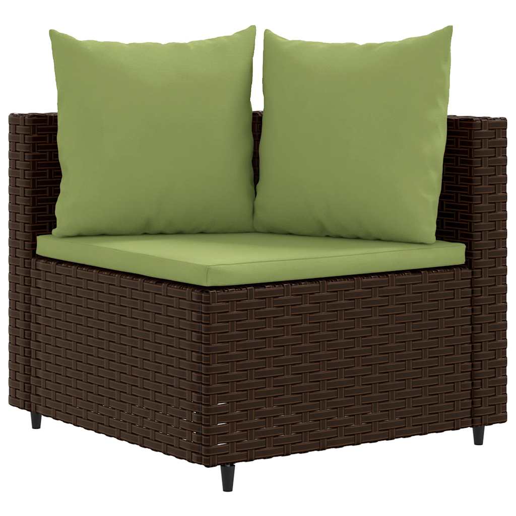 sofasæt til haven 6 dele med hynder polyrattan brun