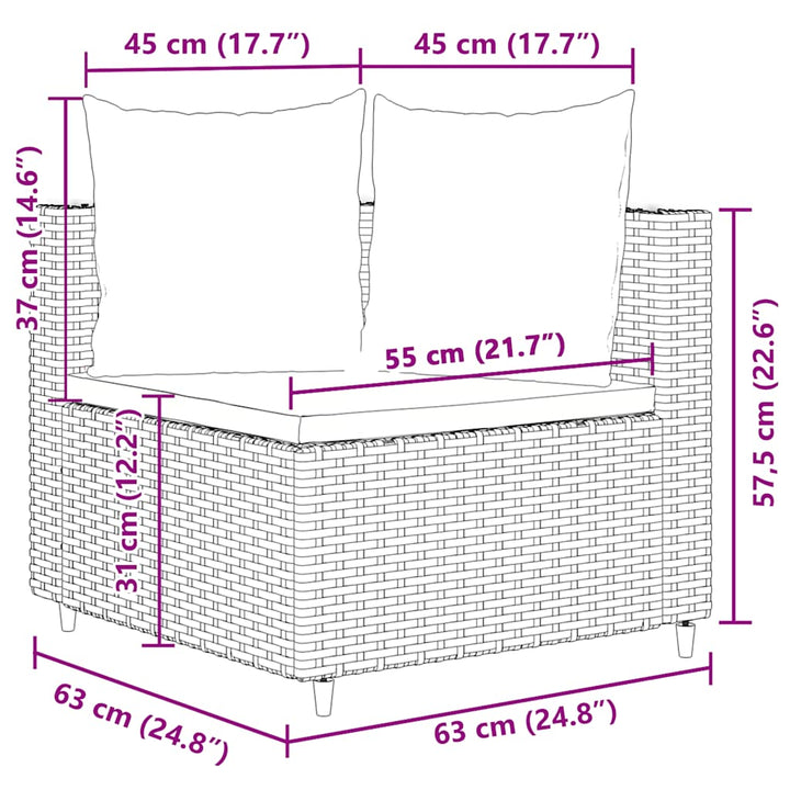 sofasæt til haven 6 dele med hynder polyrattan grå