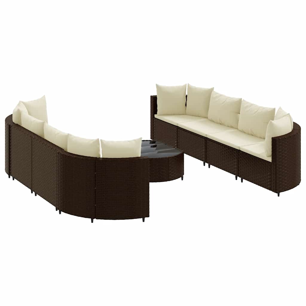 sofasæt til haven 9 dele med hynder polyrattan brun