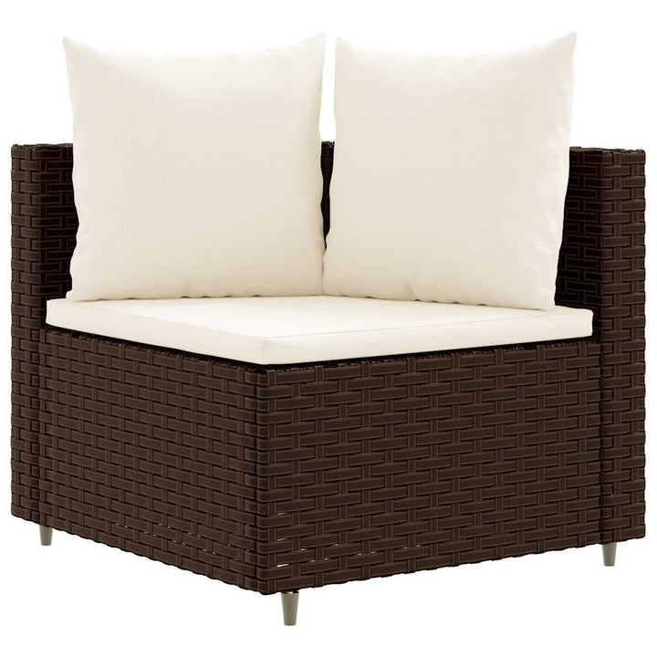 sofasæt til haven 9 dele med hynder polyrattan brun