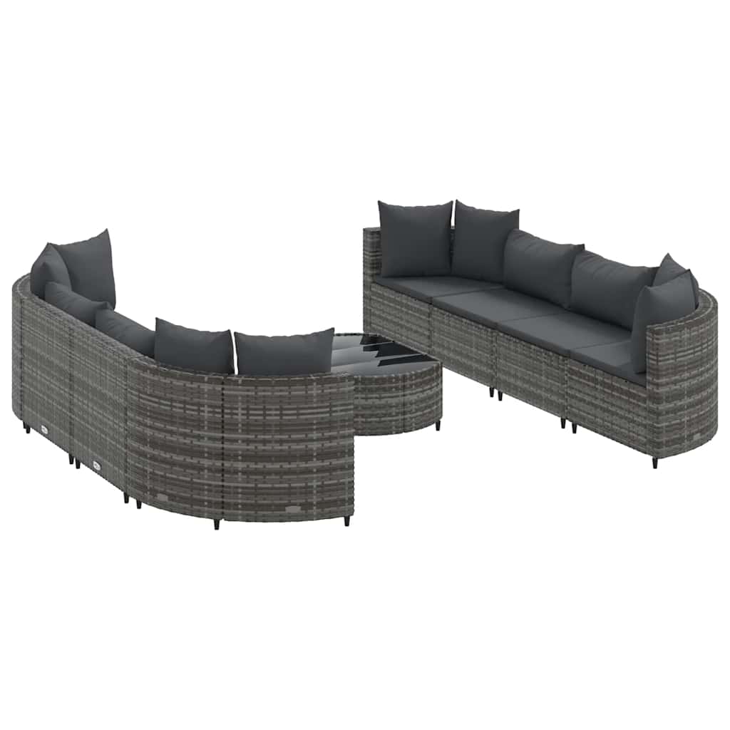 sofasæt til haven 9 dele med hynder polyrattan grå