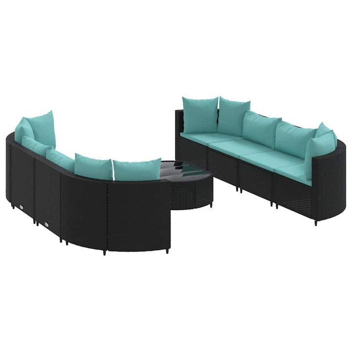 sofasæt til haven 9 dele med hynder polyrattan sort
