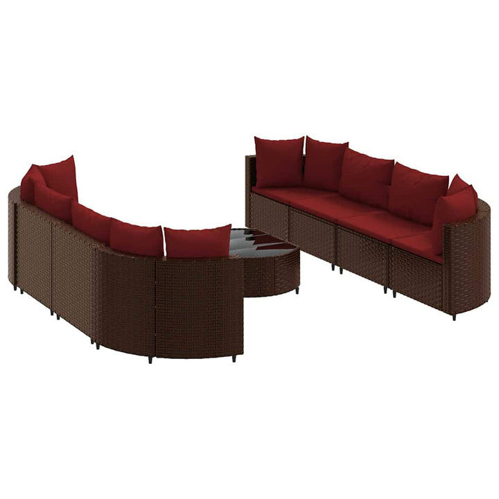 sofasæt til haven 9 dele med hynder polyrattan brun