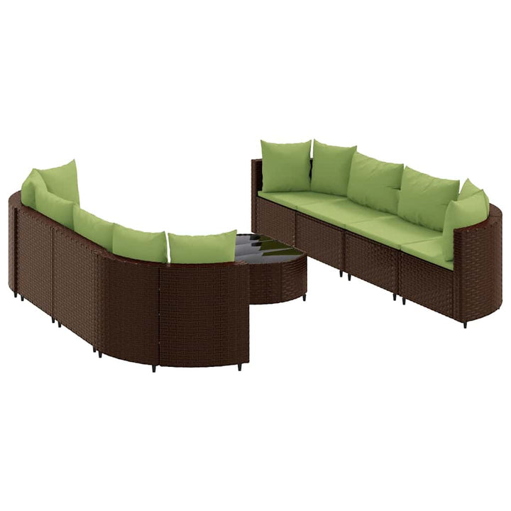 sofasæt til haven 9 dele med hynder polyrattan brun