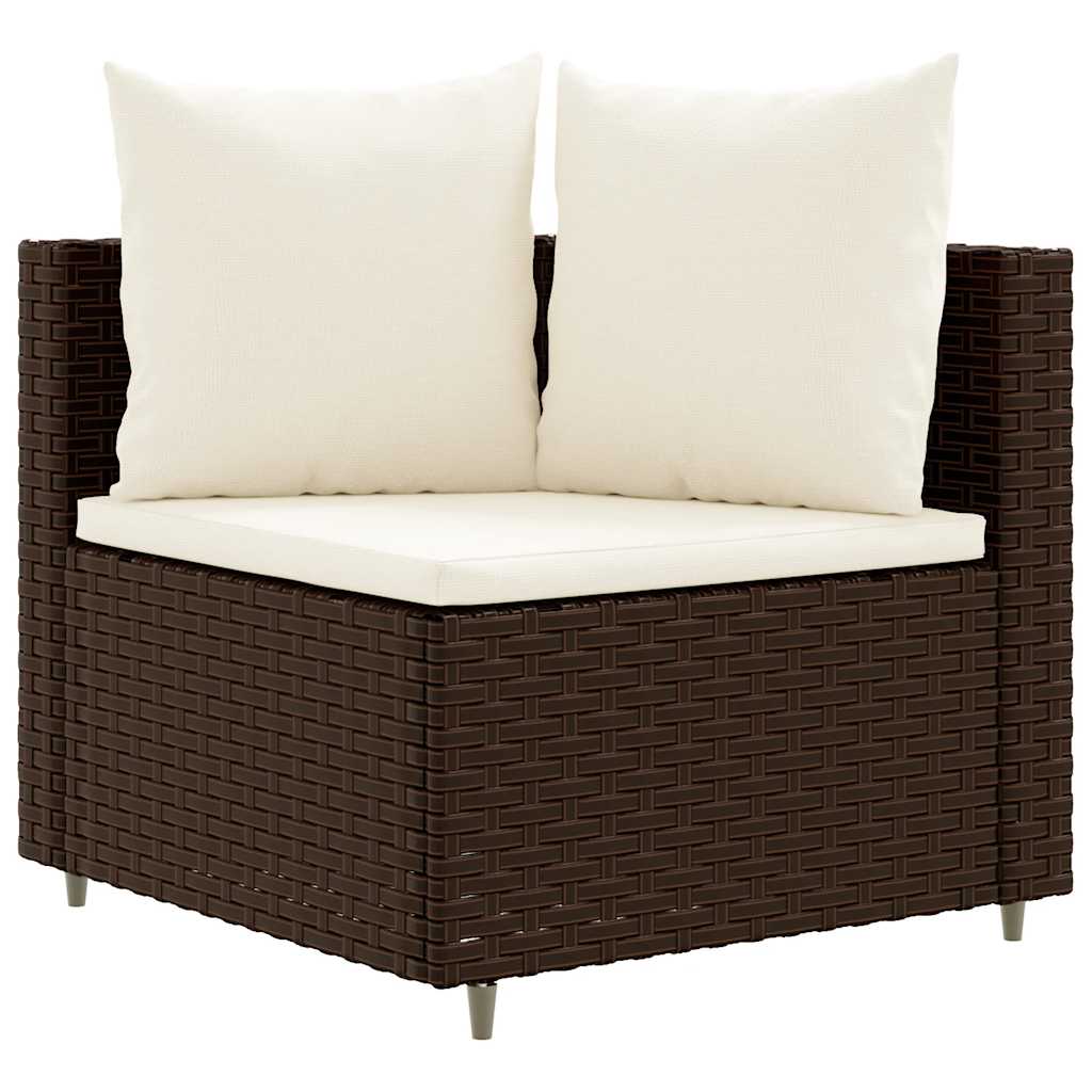 sofasæt til haven 7 dele med hynder polyrattan brun