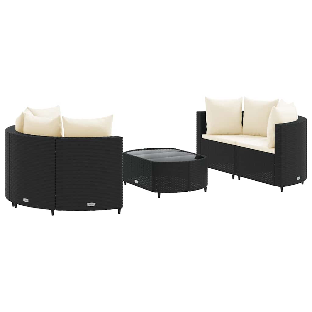 sofasæt til haven 5 dele med hynder polyrattan sort