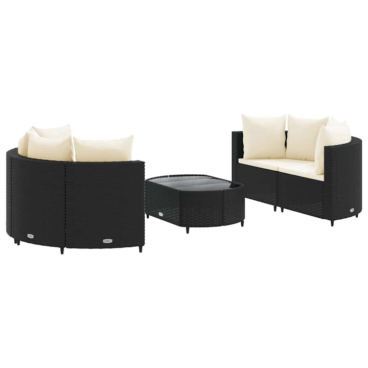 sofasæt til haven 5 dele med hynder polyrattan sort