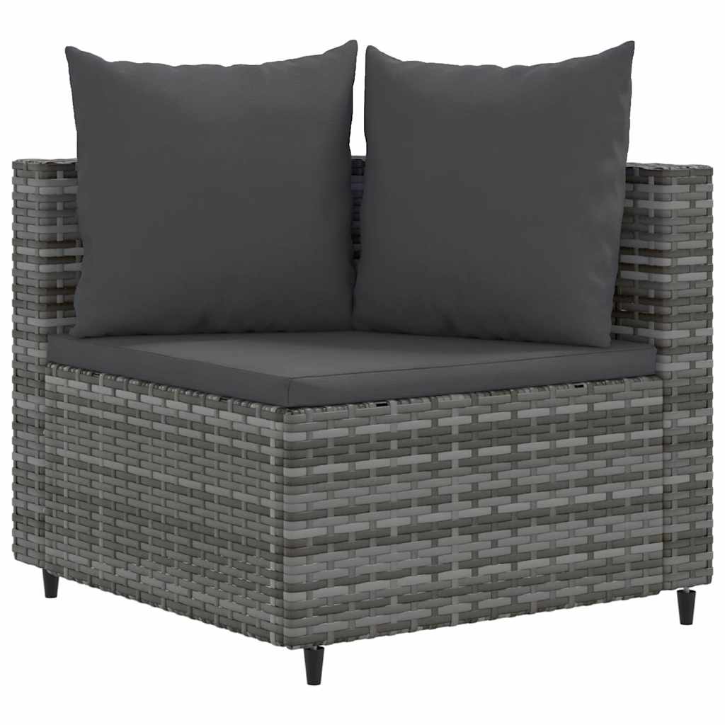 sofasæt 5 dele med hynder polyrattan grå