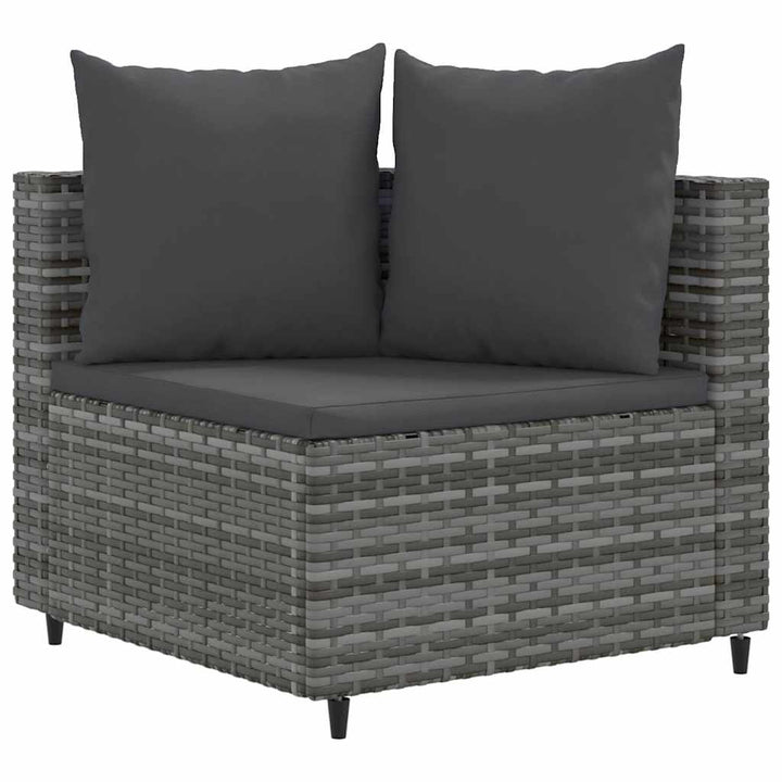 sofasæt 5 dele med hynder polyrattan grå