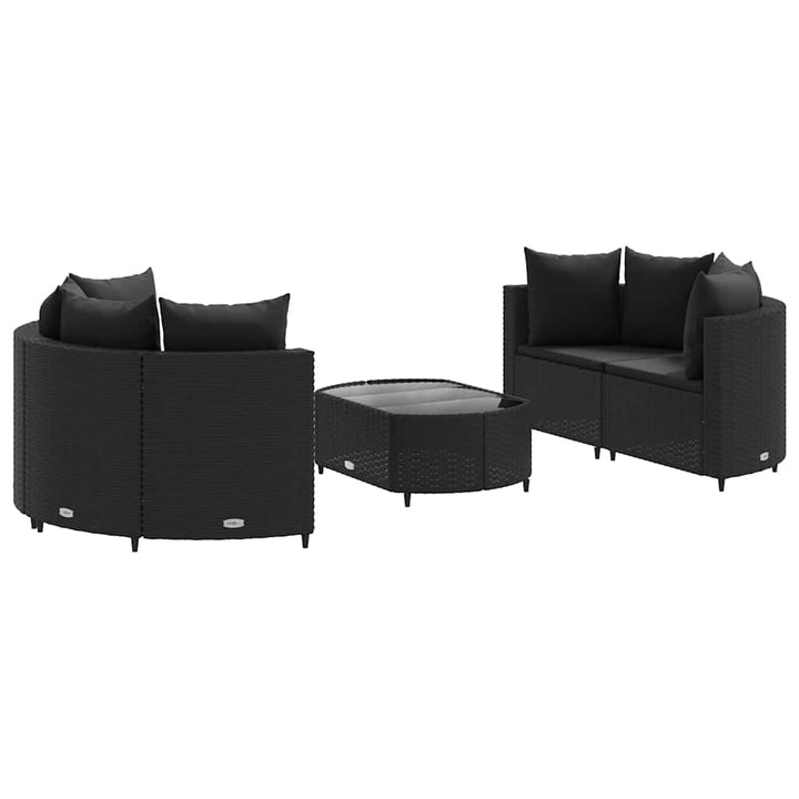sofasæt til haven 5 dele med hynder polyrattan sort