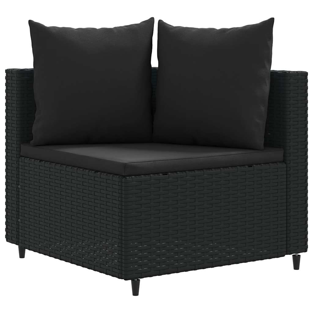 sofasæt til haven 5 dele med hynder polyrattan sort