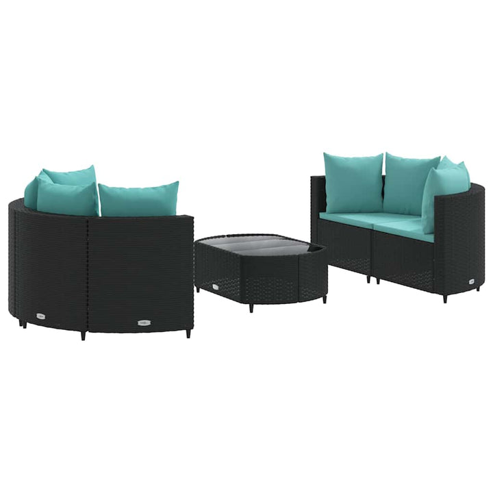 sofasæt til haven 5 dele med hynder polyrattan sort