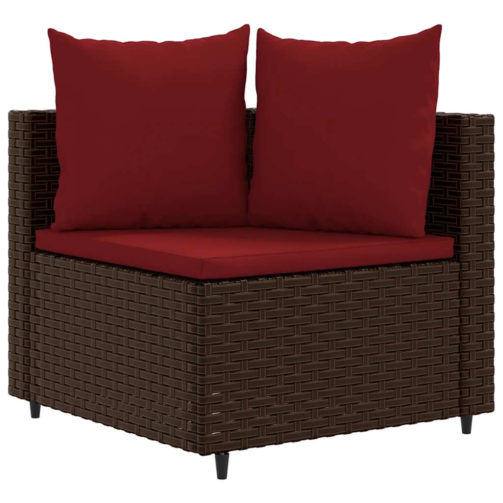 sofasæt til haven 5 dele med hynder polyrattan brun