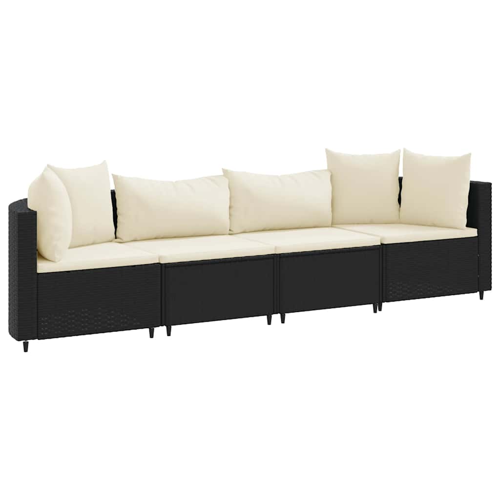 sofasæt til haven 4 dele med hynder polyrattan sort