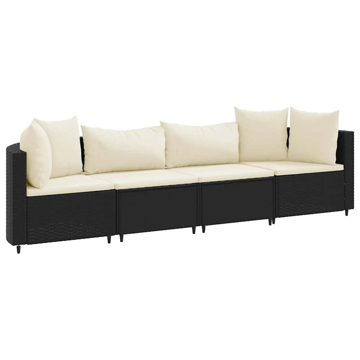 sofasæt til haven 4 dele med hynder polyrattan sort