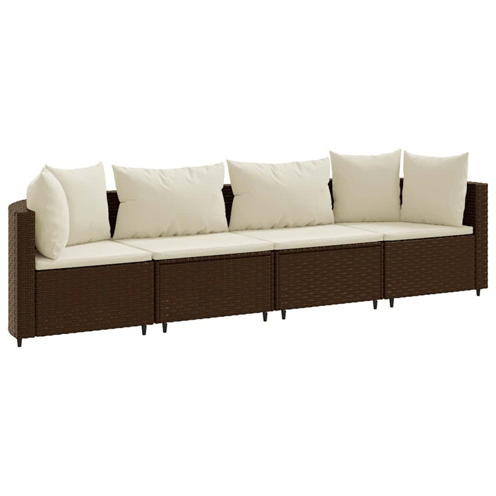 sofasæt til haven 4 dele med hynder polyrattan brun