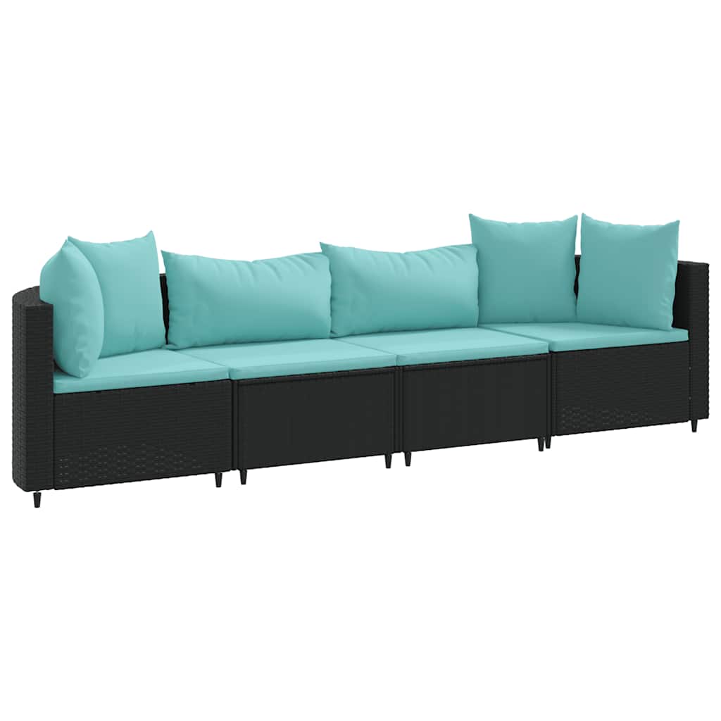 sofasæt til haven 4 dele med hynder polyrattan sort