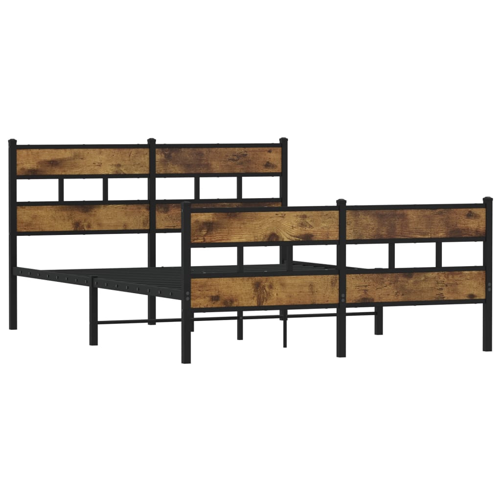 sengeramme uden madras 150x200 cm metal røget egetræsfarve