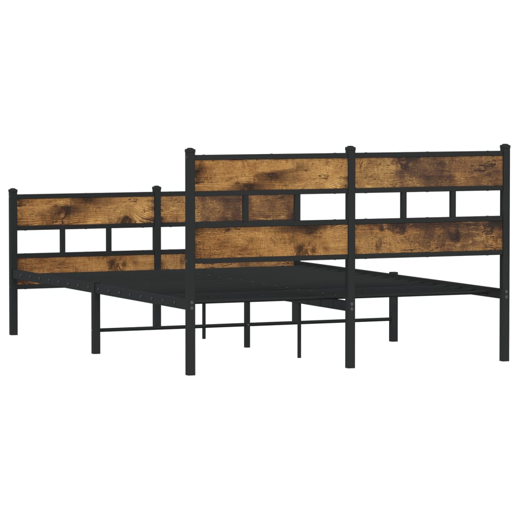 sengeramme uden madras 150x200 cm metal røget egetræsfarve