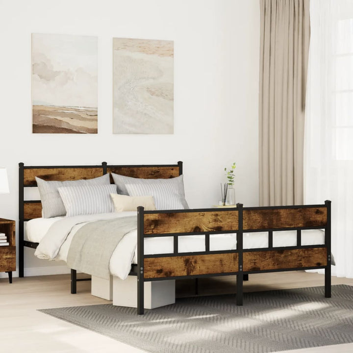 sengeramme uden madras 160x200 cm metal røget egetræsfarve