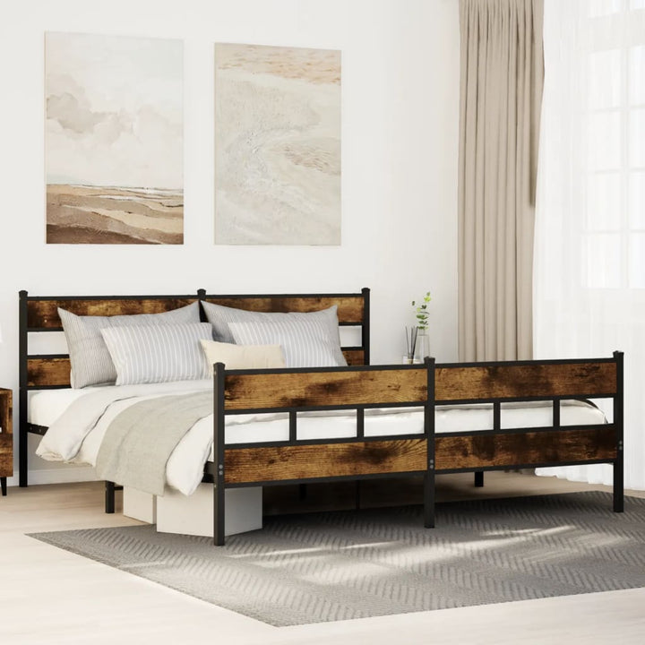 sengeramme uden madras 180x200 cm metal røget egetræsfarve