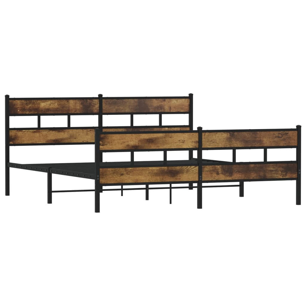 sengeramme uden madras 183x213 cm metal røget egetræsfarve