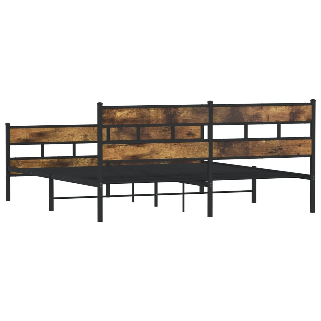 sengeramme uden madras 183x213 cm metal røget egetræsfarve