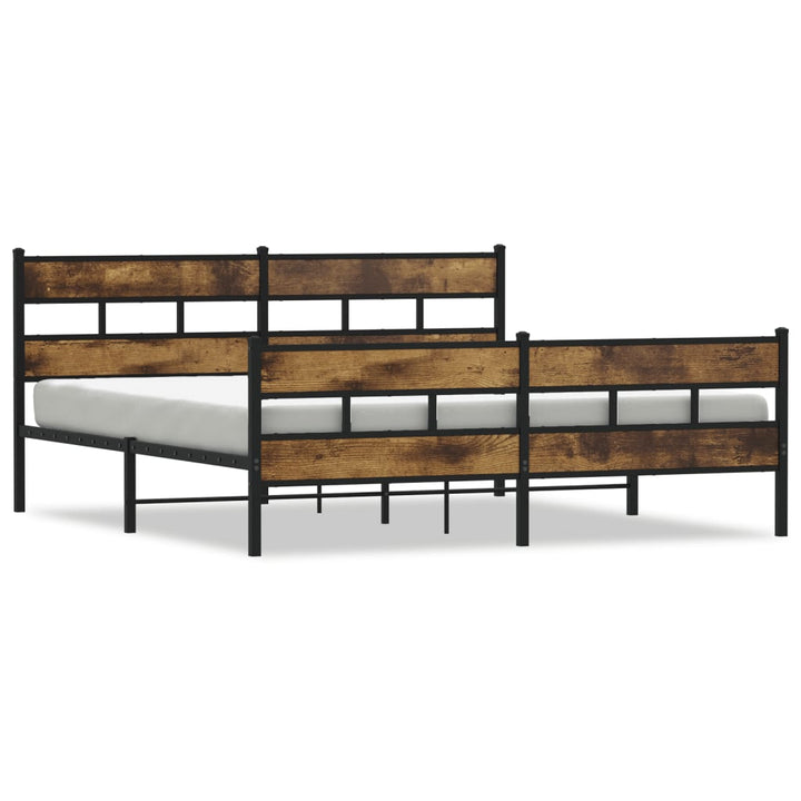 sengeramme uden madras 193x203 cm metal røget egetræsfarve