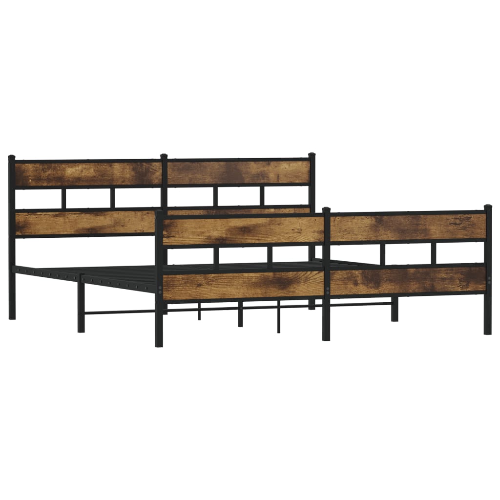 sengeramme uden madras 193x203 cm metal røget egetræsfarve