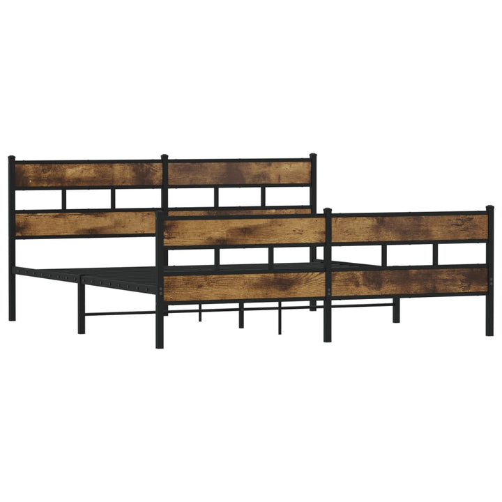 sengeramme uden madras 193x203 cm metal røget egetræsfarve