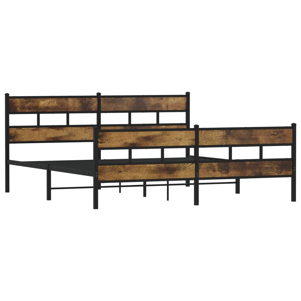 sengeramme uden madras 200x200 cm metal røget egetræsfarve