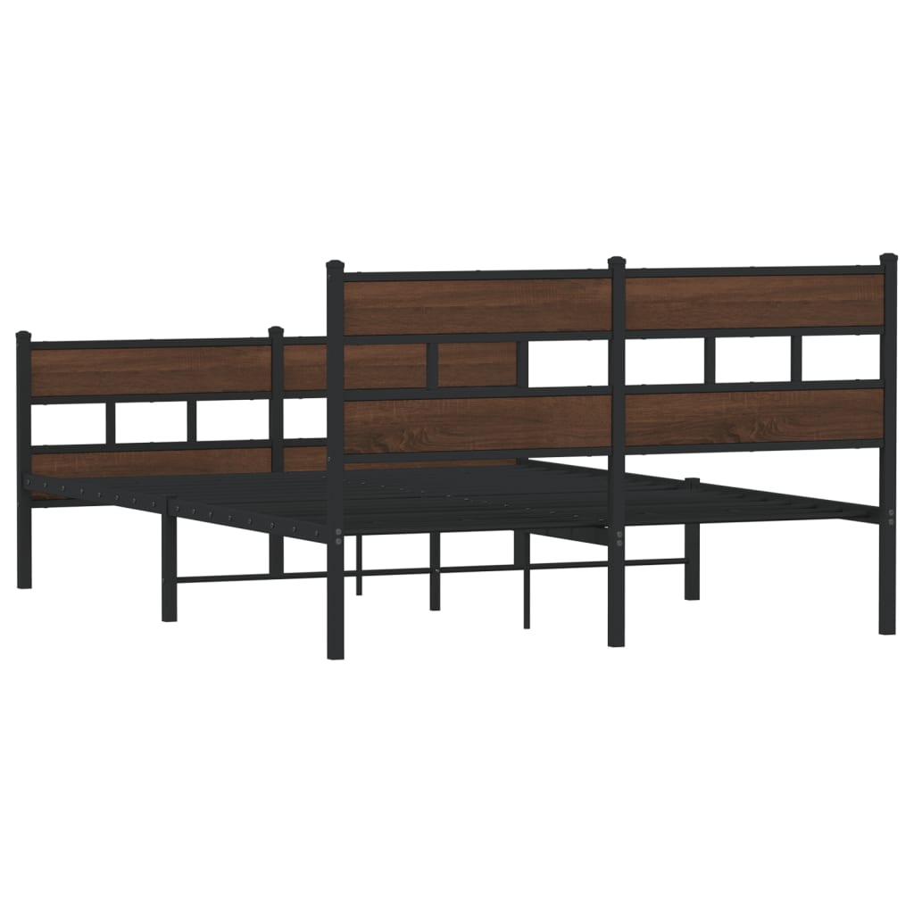 sengeramme uden madras 150x200 cm metal brun egetræsfarve