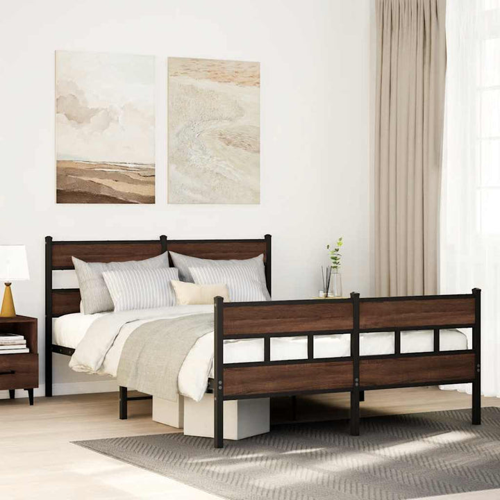 sengeramme uden madras 160x200 cm metal brun egetræsfarve