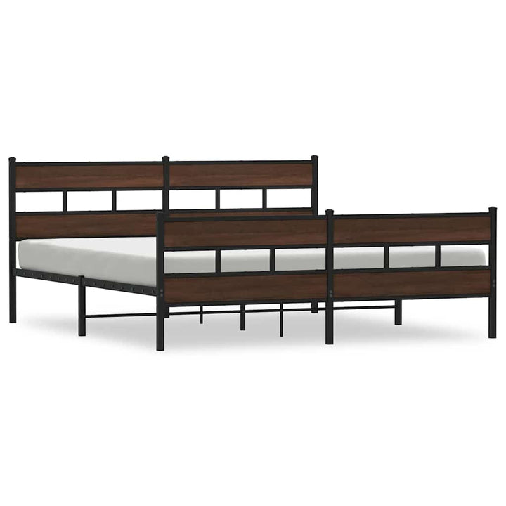 sengeramme uden madras 183x213 cm metal brun egetræsfarve