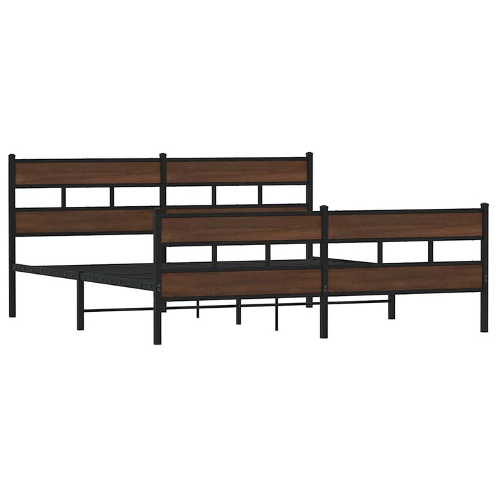 sengeramme uden madras 183x213 cm metal brun egetræsfarve
