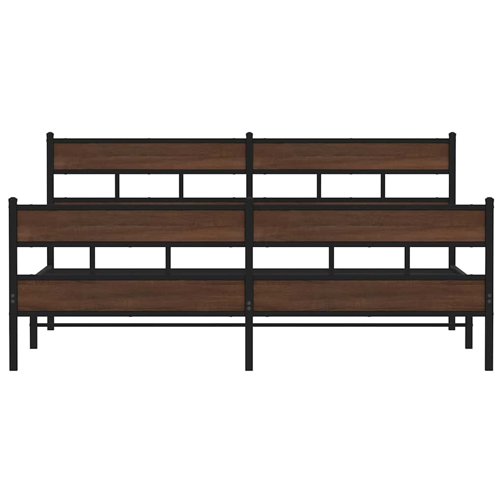sengeramme uden madras 183x213 cm metal brun egetræsfarve