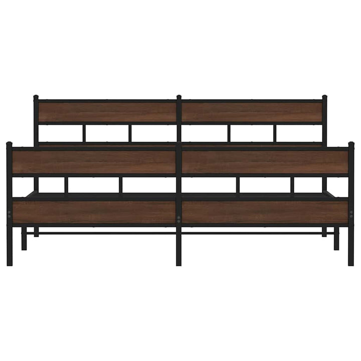 sengeramme uden madras 183x213 cm metal brun egetræsfarve