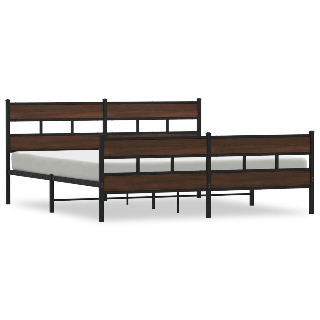 sengeramme uden madras 193x203 cm metal brun egetræsfarve