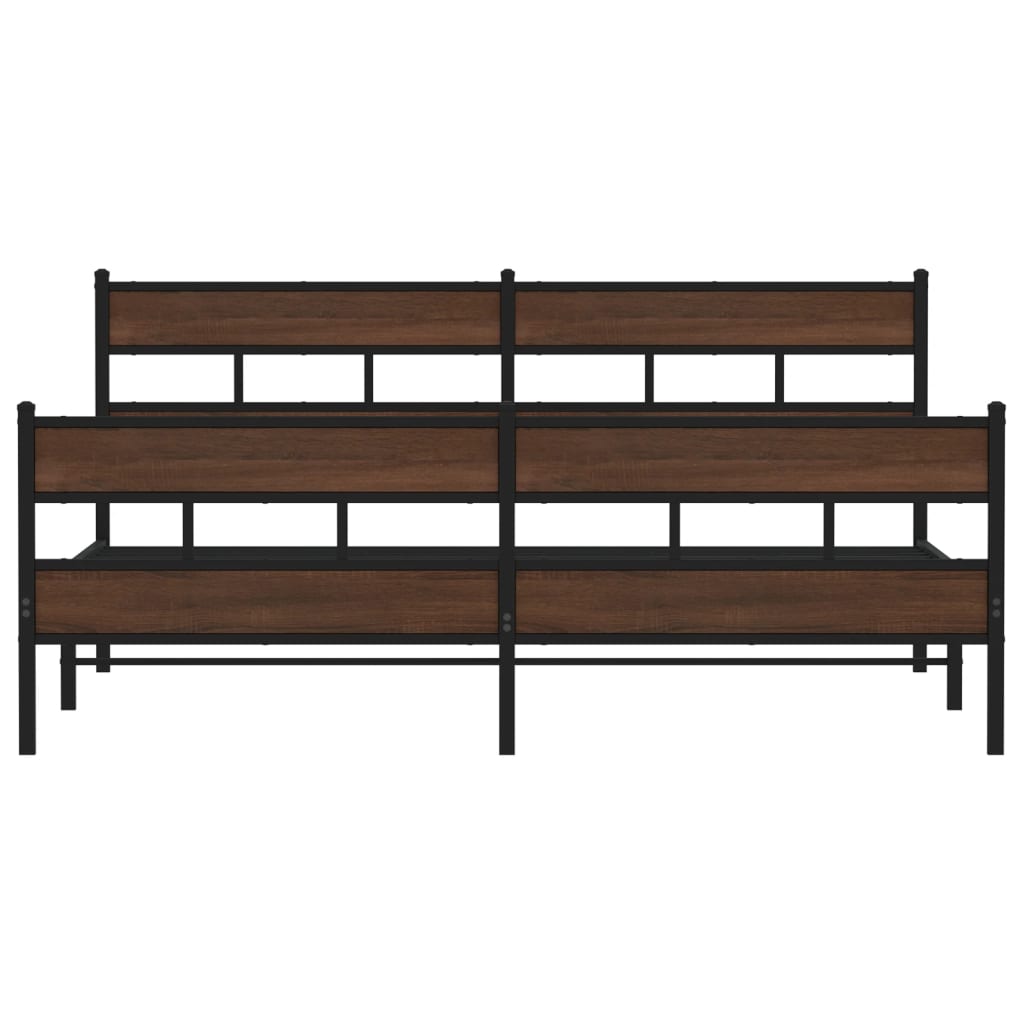 sengeramme uden madras 193x203 cm metal brun egetræsfarve