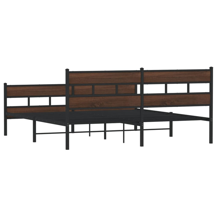sengeramme uden madras 193x203 cm metal brun egetræsfarve