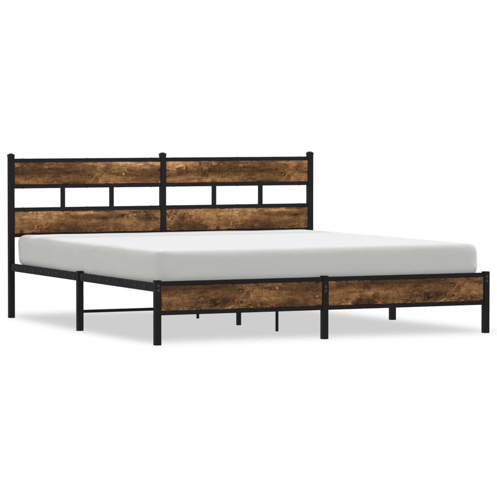sengeramme uden madras 183x213 cm metal røget egetræsfarve