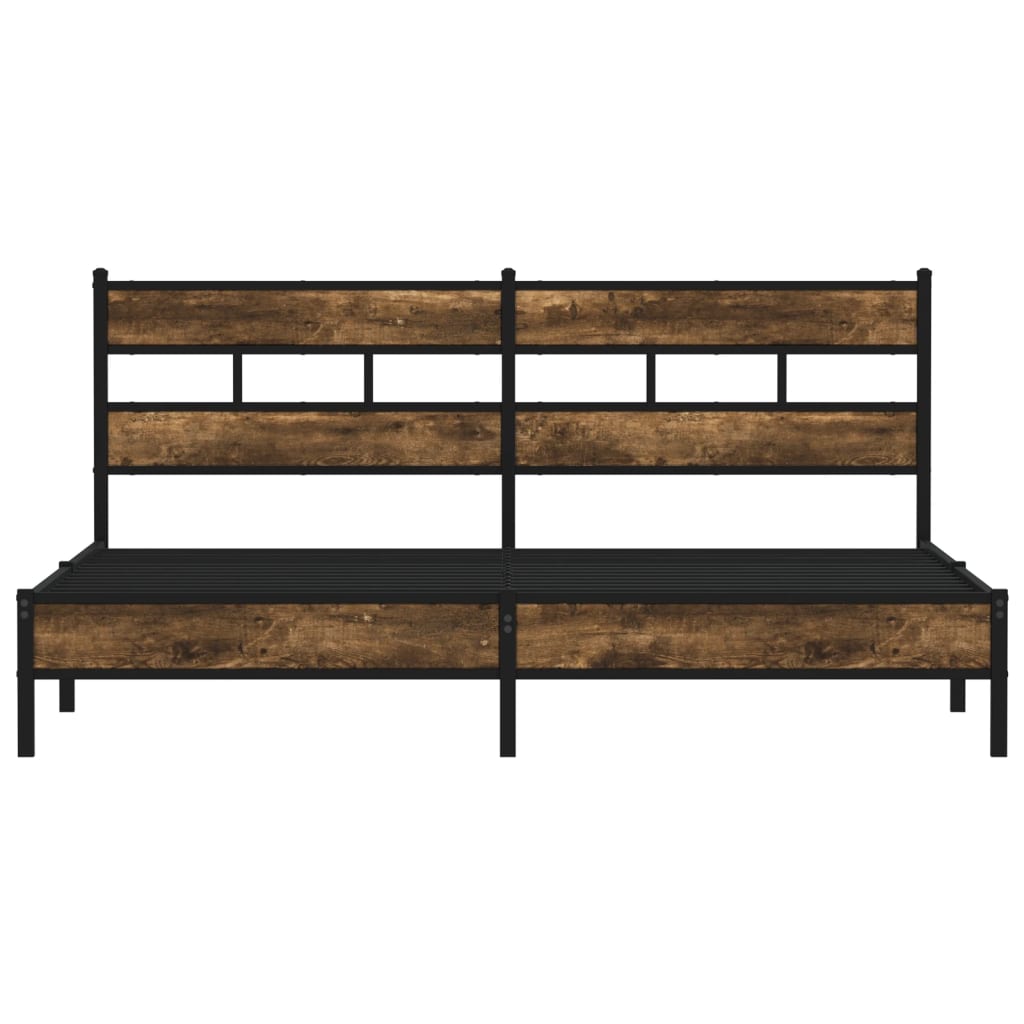 sengeramme uden madras 193x203 cm metal røget egetræsfarve