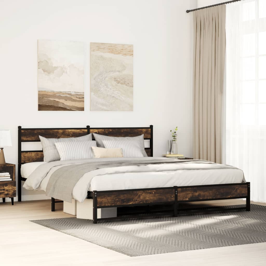 sengeramme uden madras 183x213 cm metal røget egetræsfarve
