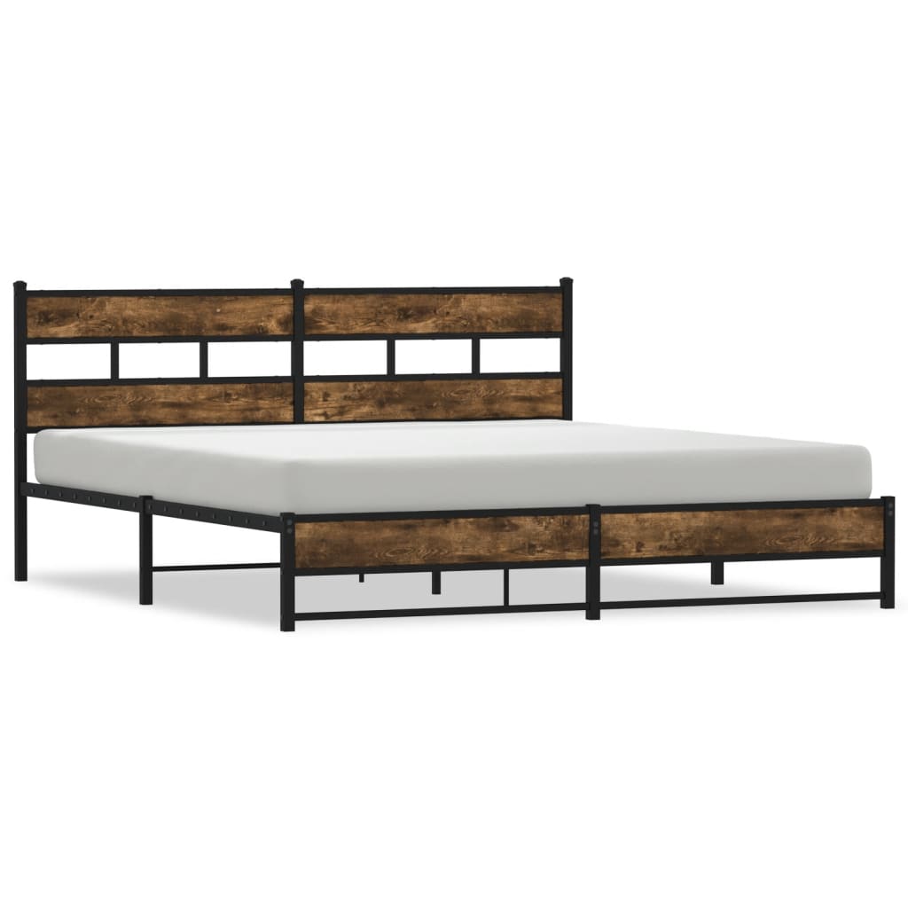 sengeramme uden madras 193x203 cm metal røget egetræsfarve