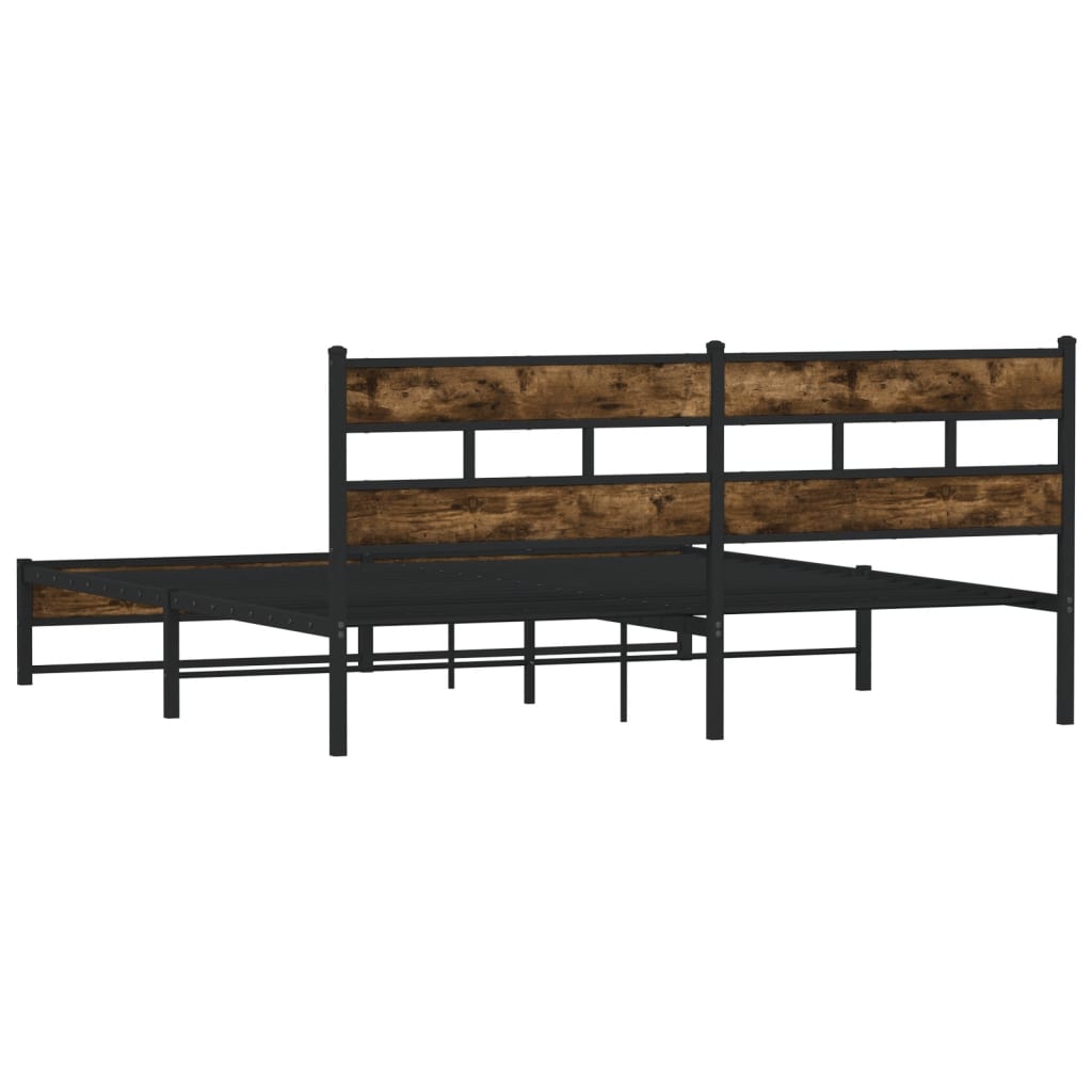 sengeramme uden madras 193x203 cm metal røget egetræsfarve