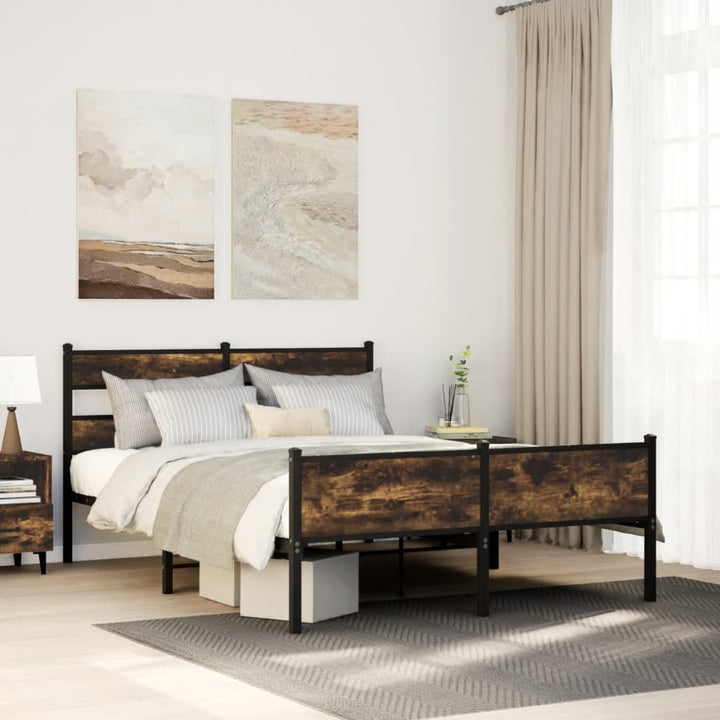 sengeramme uden madras 160x200 cm metal røget egetræsfarve