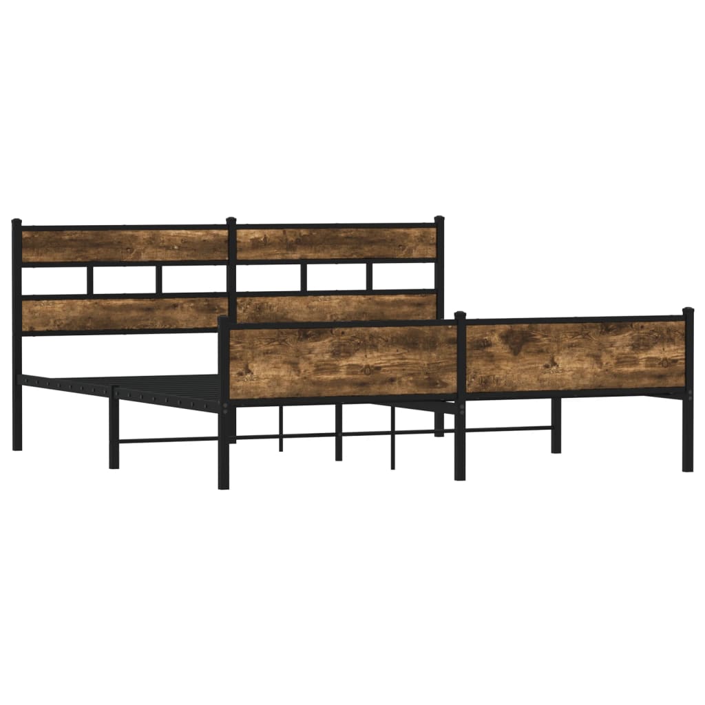 sengeramme uden madras 183x213 cm metal røget egetræsfarve