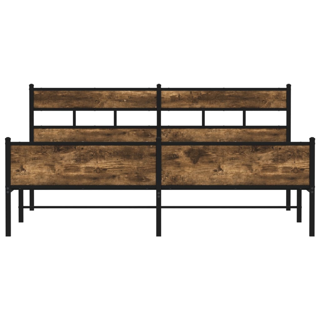 sengeramme uden madras 183x213 cm metal røget egetræsfarve