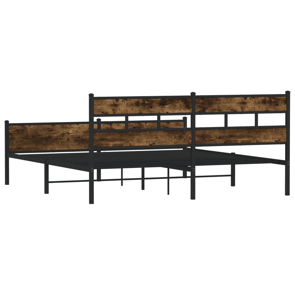 sengeramme uden madras 193x203 cm metal røget egetræsfarve